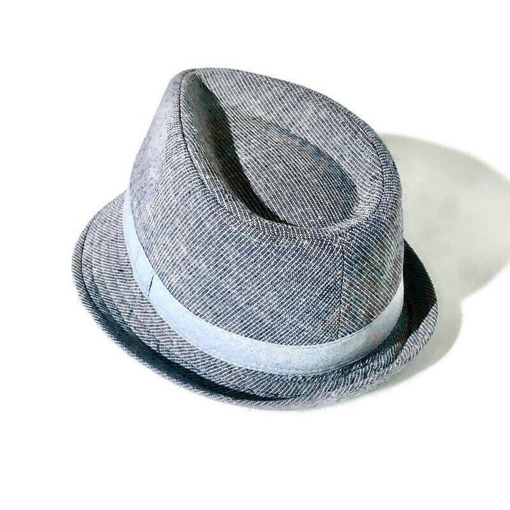 Toddler Kids Fedora Style Hat Blue Pinstripe
